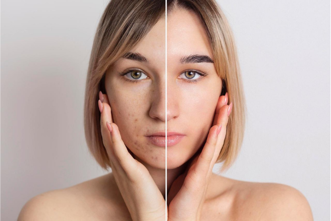 Antes e Depois do tratamento de acne